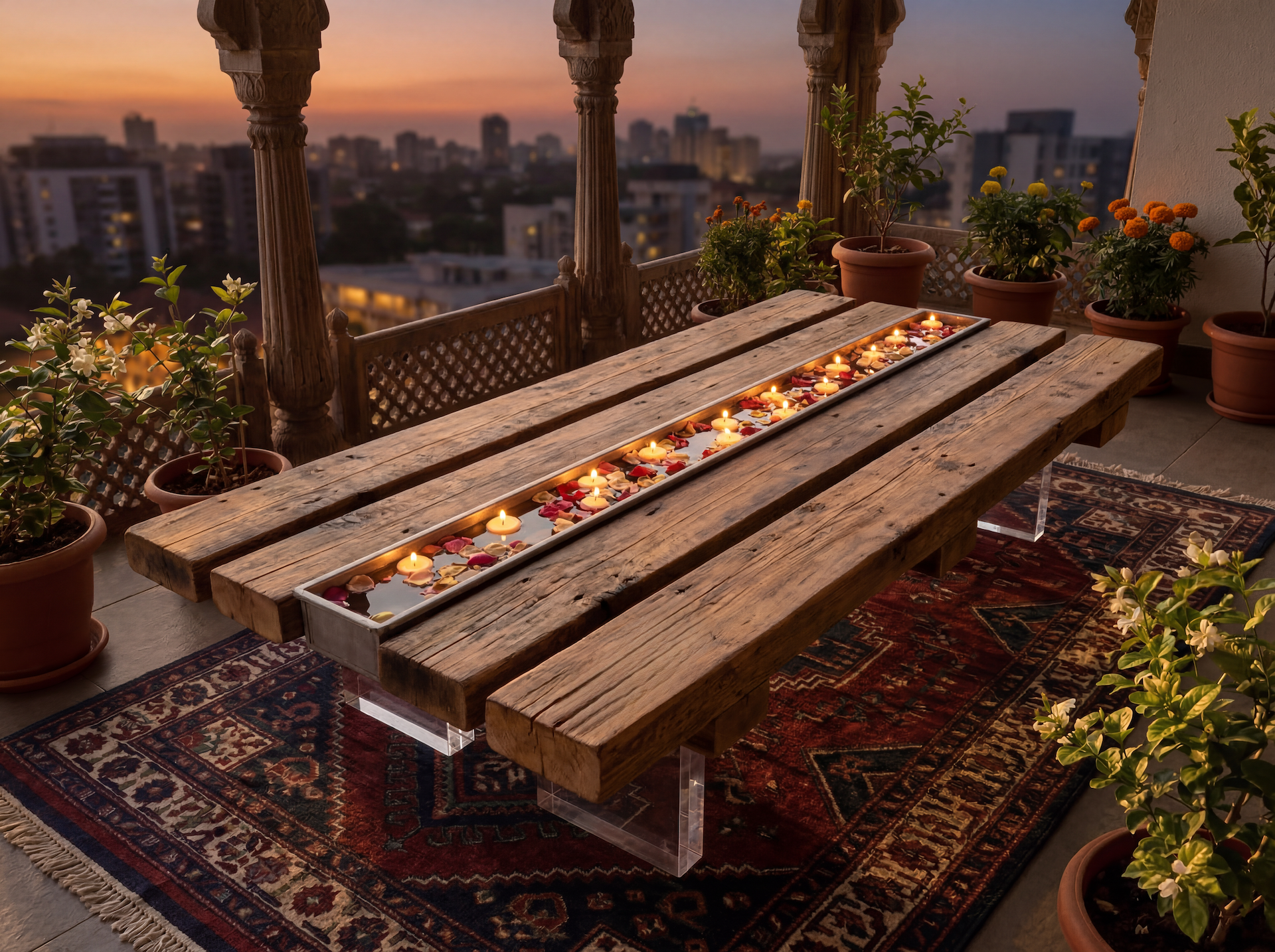 Floating Slat Table